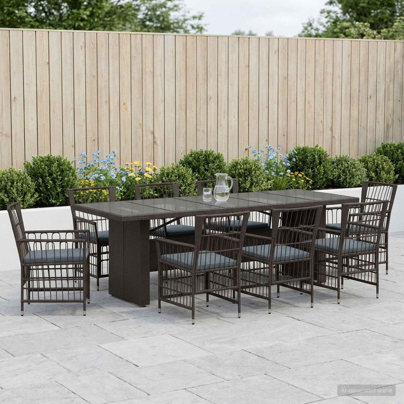 Set dining pentru exterior 9 buc. Negru poliratan