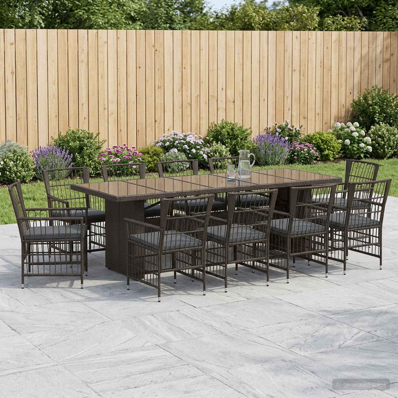 Set dining pentru exterior 11 buc. Negru poliratan