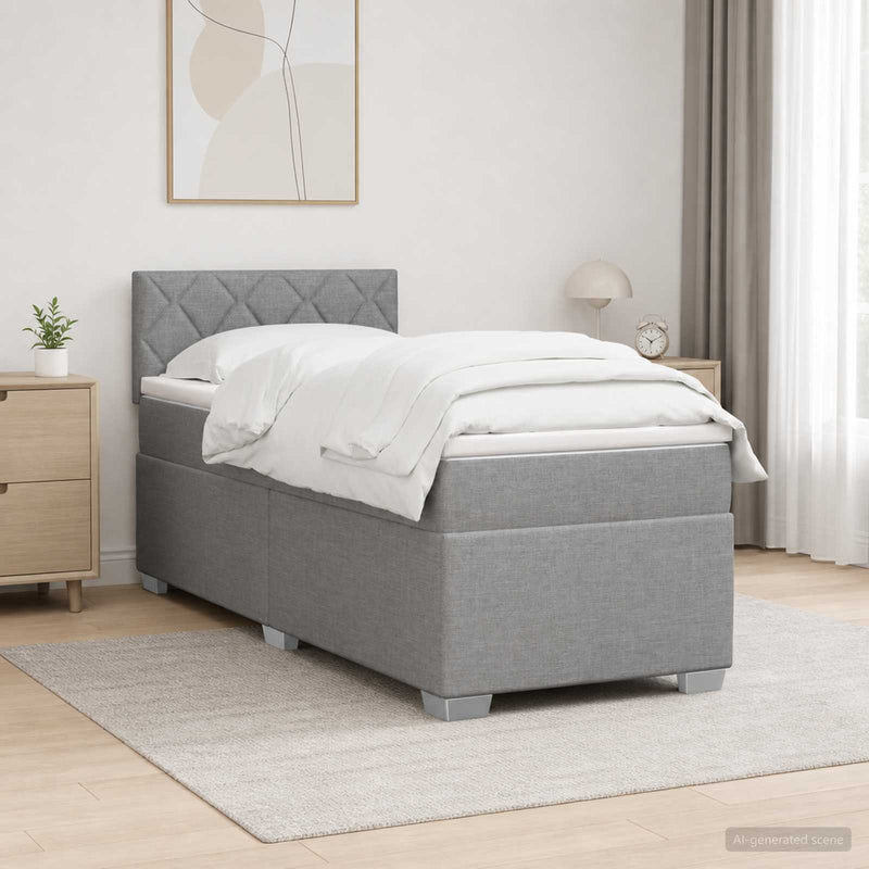 Pat boxspring cu saltea Gri deschis 80 x 200 cm Țesătură