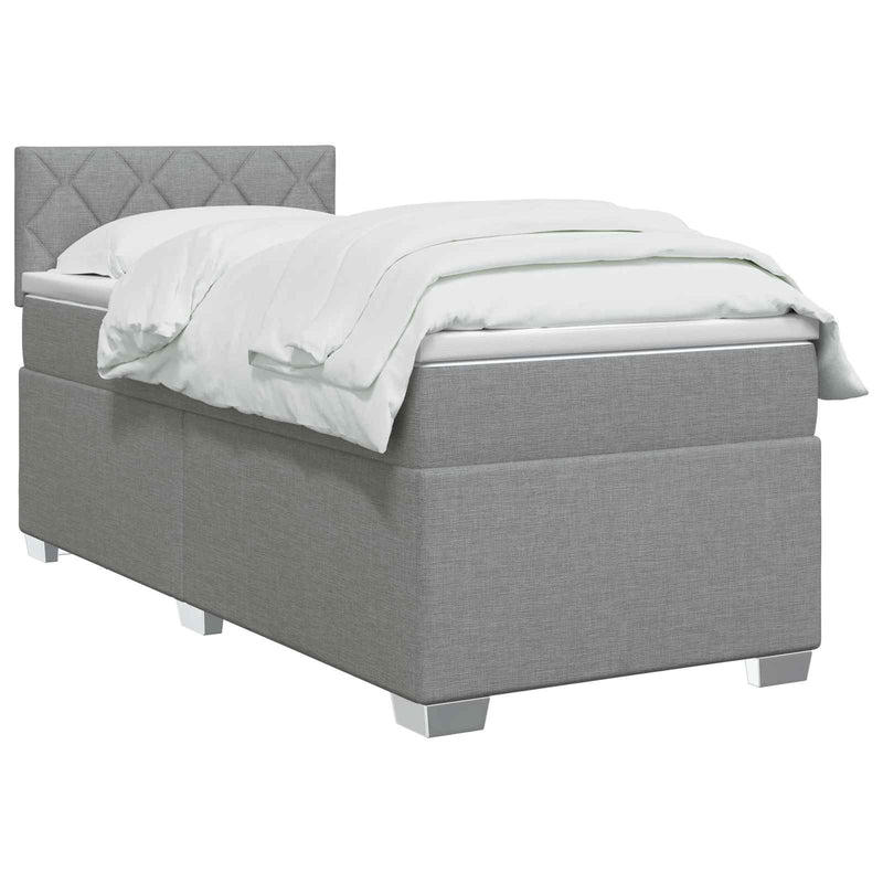 Pat boxspring cu saltea Gri deschis 100 x 200 cm Țesătură