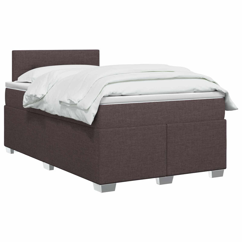 Pat boxspring cu saltea Maro închis 120 x 190 cm Țesătură