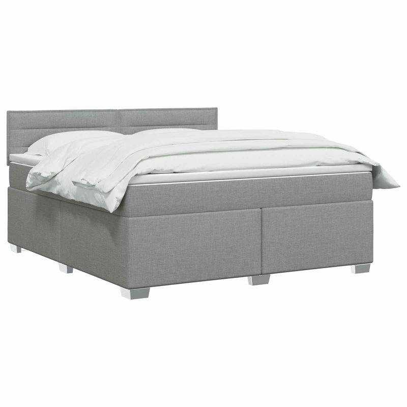 Pat boxspring cu saltea Gri deschis 140 x 190 cm Țesătură