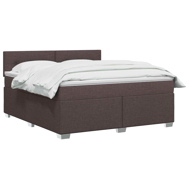 Pat boxspring cu saltea Maro închis 140 x 190 cm Țesătură
