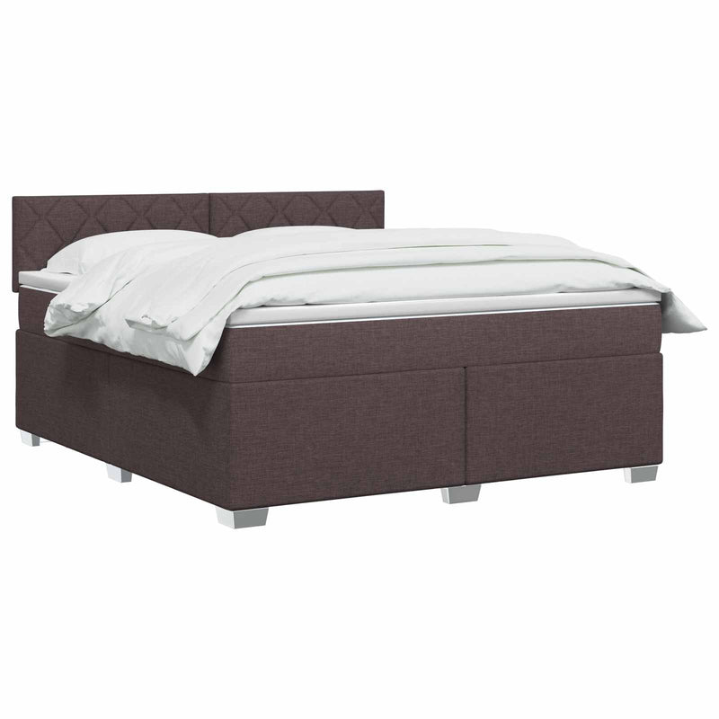 Pat boxspring cu saltea Maro închis 140 x 200 cm Țesătură