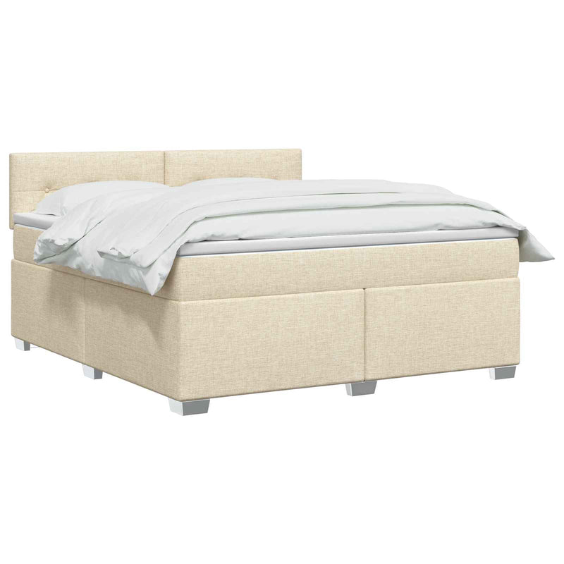 Pat boxspring cu saltea cu headboard Crem 160 x 200 cm Țesătură