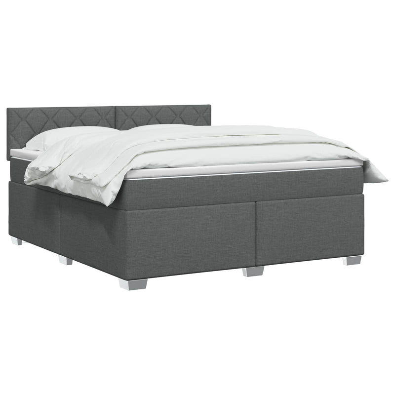 Pat boxspring cu saltea Gri închis 160 x 200 cm Țesătură