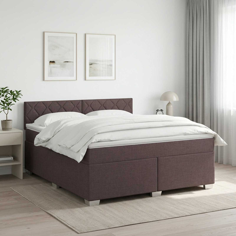 Pat boxspring cu saltea Maro închis 160 x 200 cm Țesătură