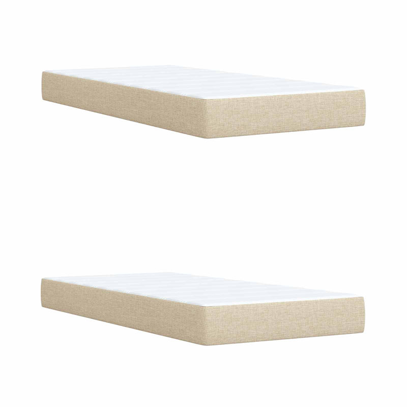 Pat boxspring cu saltea cu headboard Crem 200 x 200 cm Țesătură