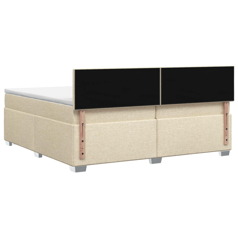 Pat boxspring cu saltea cu headboard Crem 200 x 200 cm Țesătură