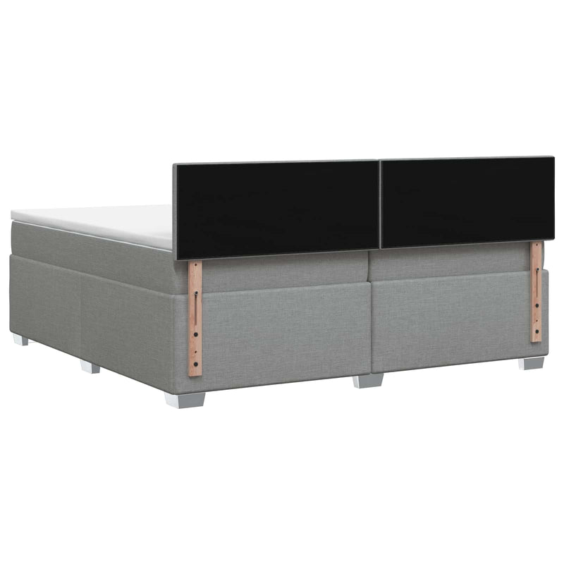 Pat boxspring cu saltea Gri deschis 200 x 200 cm Țesătură