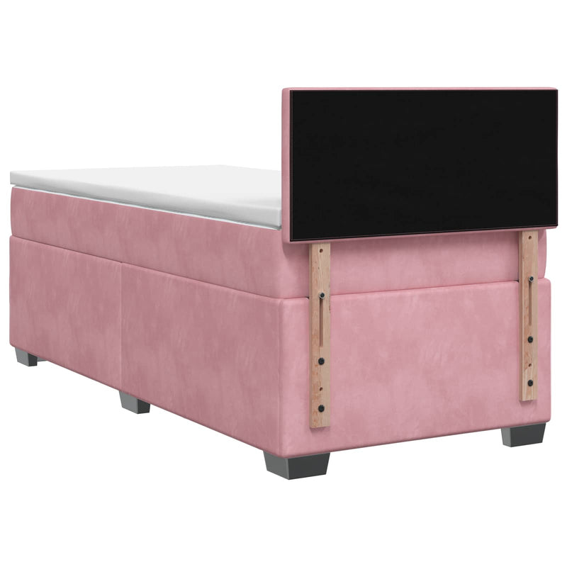 Pat boxspring cu saltea cu headboard Roz 100 x 200 cm Catifea