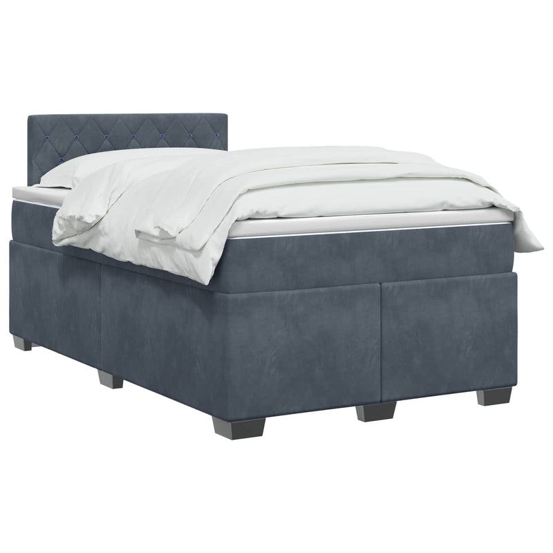 Pat boxspring cu saltea Gri închis 120 x 190 cm Catifea