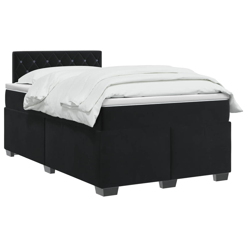 Pat boxspring cu saltea cu headboard Negru 120 x 190 cm Catifea