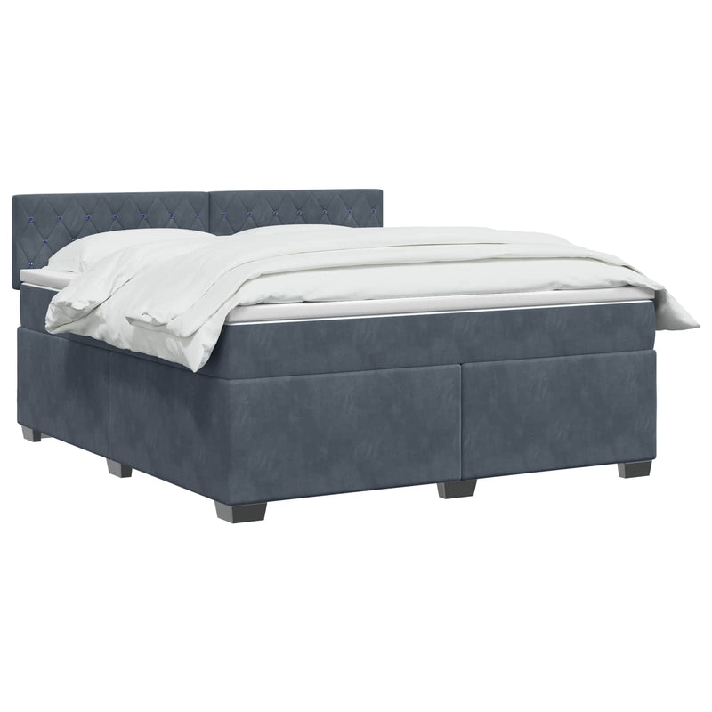 Pat boxspring cu saltea Gri închis 140 x 190 cm Catifea