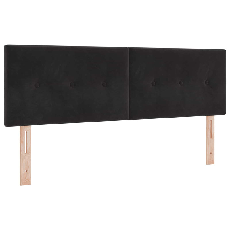 Pat boxspring cu saltea cu headboard Negru 140 x 190 cm Catifea