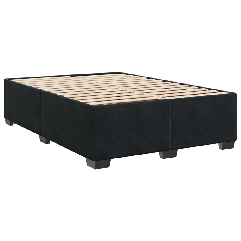 Pat boxspring cu saltea cu headboard Negru 140 x 190 cm Catifea