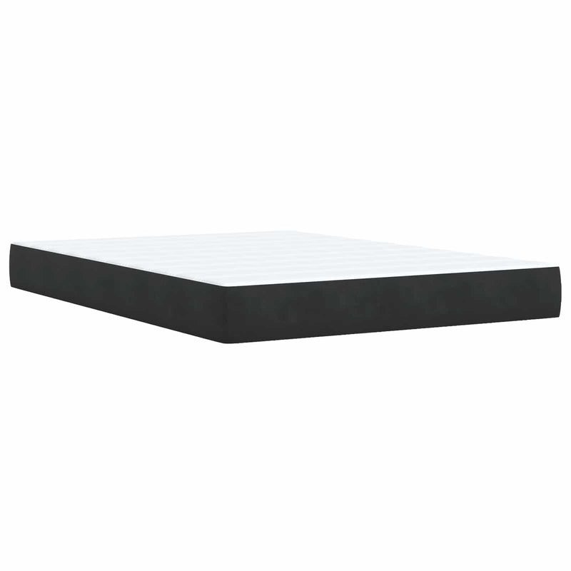 Pat boxspring cu saltea cu headboard Negru 140 x 190 cm Catifea