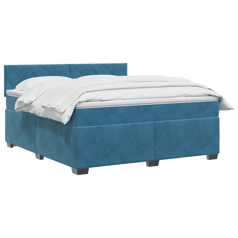 Pat boxspring cu saltea Albastru închis 180 x 200 cm Catifea