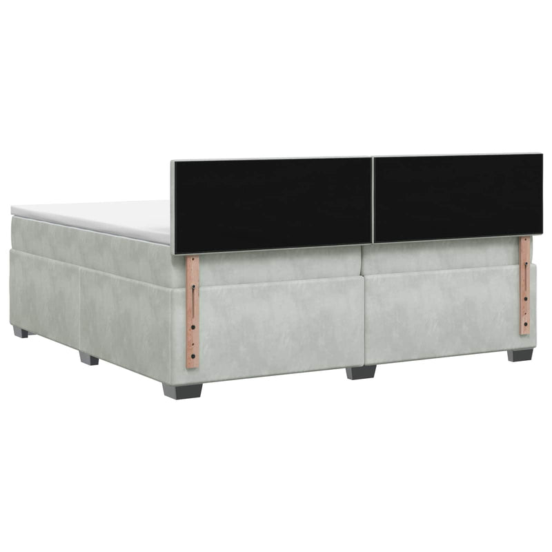 Pat boxspring cu saltea Gri deschis 200 x 200 cm Catifea