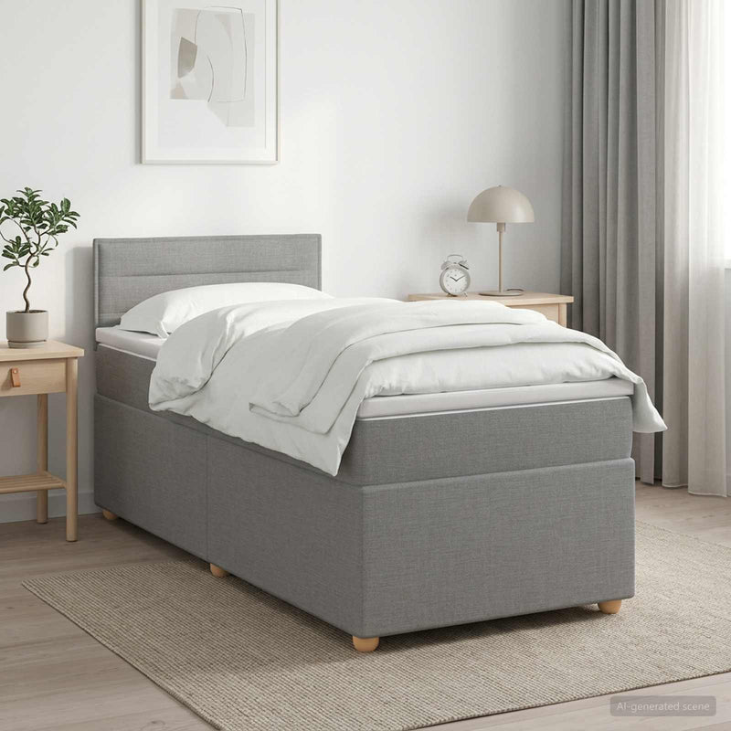 Pat boxspring cu saltea Gri deschis 80 x 200 cm Țesătură