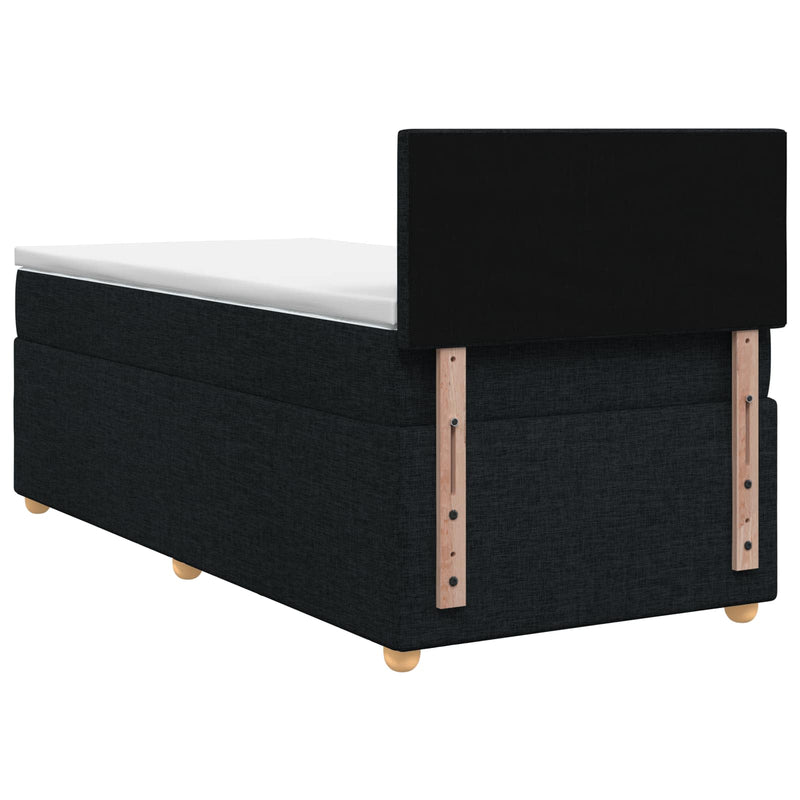 Pat boxspring cu saltea cu headboard Negru 80 x 200 cm Țesătură
