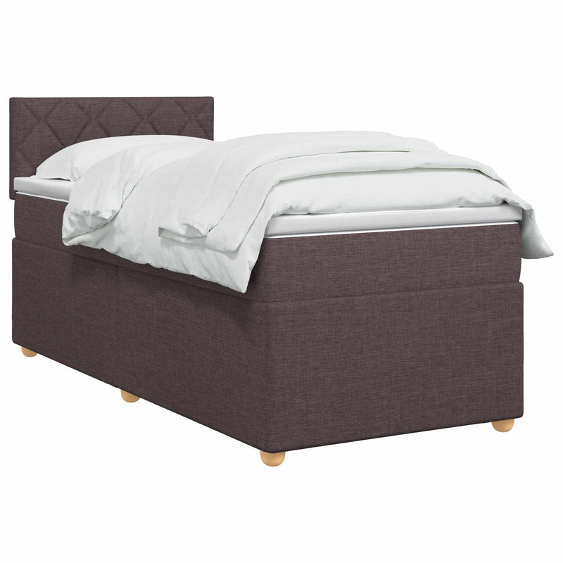 Pat boxspring cu saltea Maro închis 90 x 200 cm Țesătură