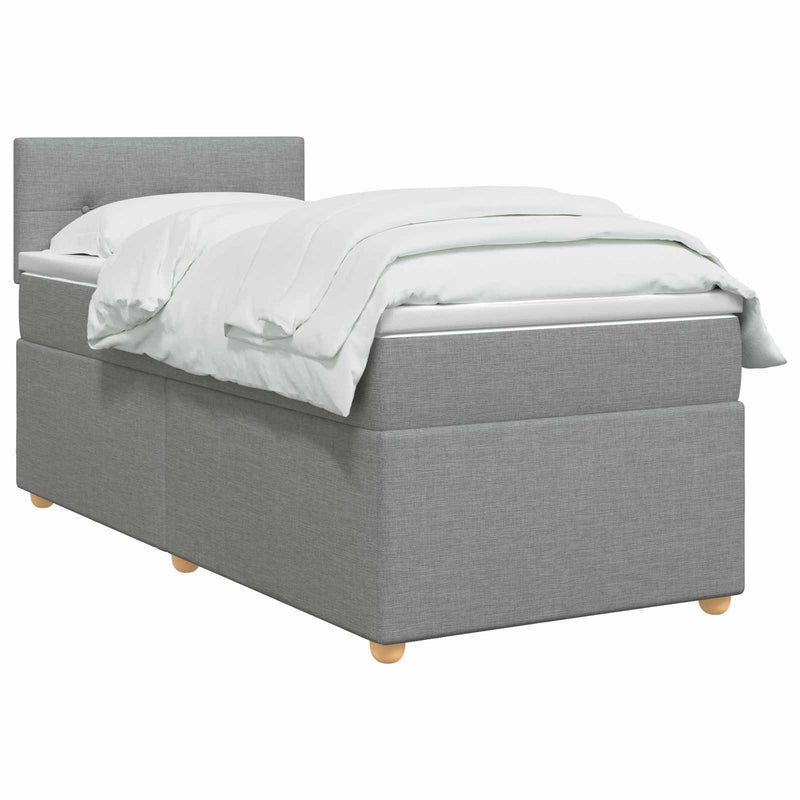 Pat boxspring cu saltea Gri deschis 100 x 200 cm Țesătură