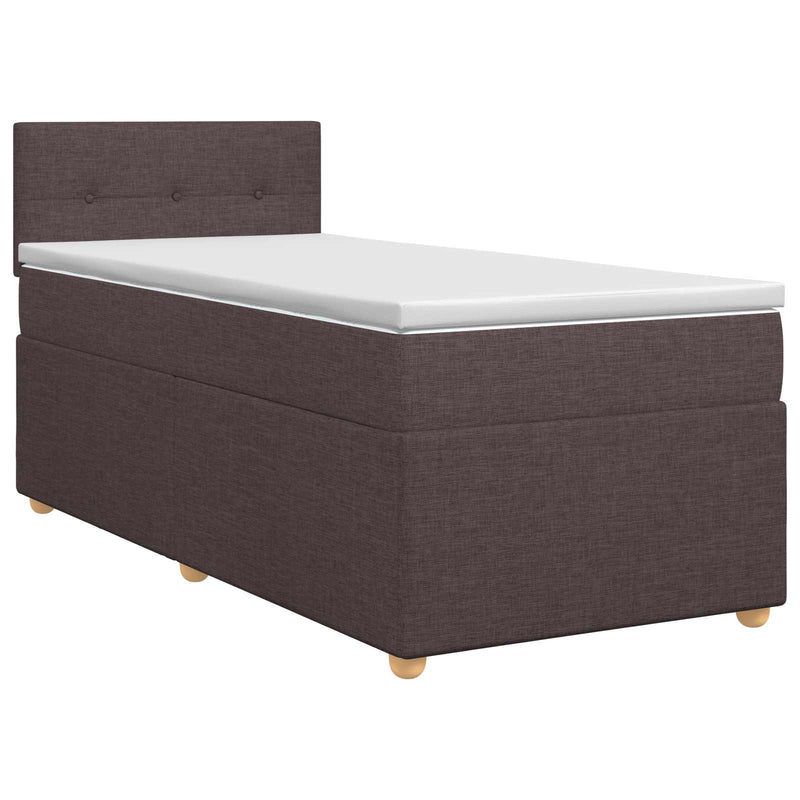 Pat boxspring cu saltea Maro închis 100 x 200 cm Țesătură