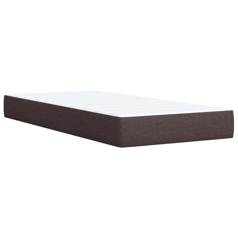 Pat boxspring cu saltea Maro închis 100 x 200 cm Țesătură