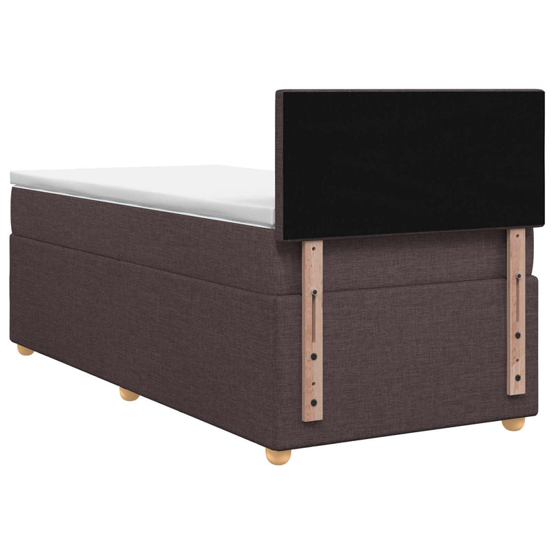 Pat boxspring cu saltea Maro închis 100 x 200 cm Țesătură