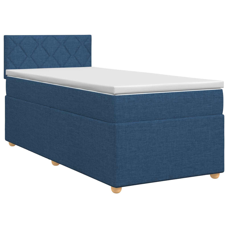 Pat boxspring cu saltea albastru 100 x 200 cm Țesătură