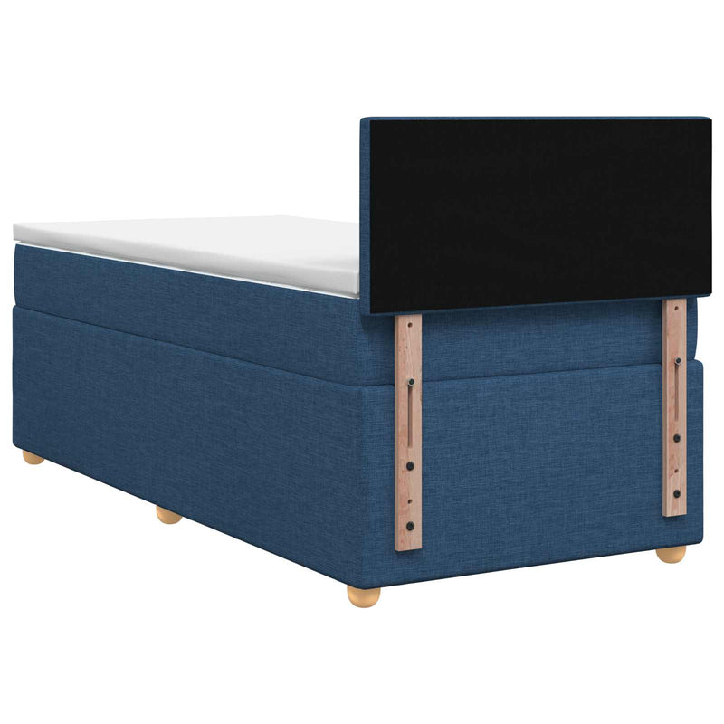 Pat boxspring cu saltea albastru 100 x 200 cm Țesătură