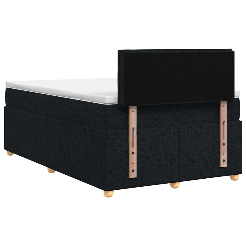 Pat boxspring cu saltea Negru 120 x 190 cm Țesătură