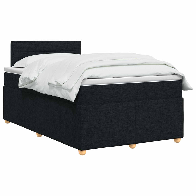 Pat boxspring cu saltea Negru 120 x 190 cm Țesătură