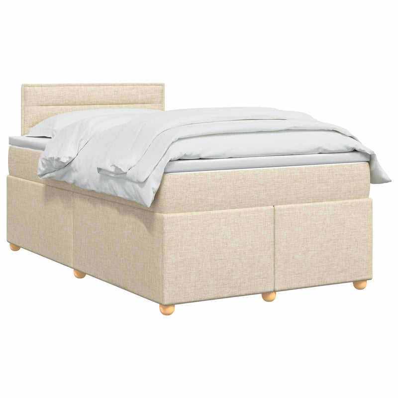 Pat boxspring cu saltea cu headboard Crem 120 x 190 cm Țesătură