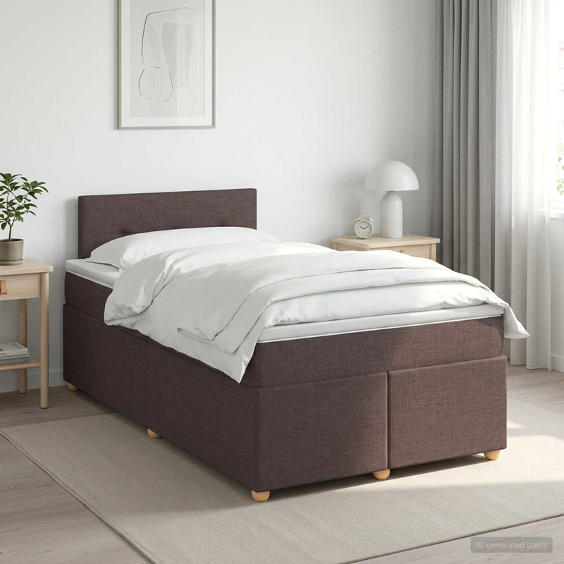 Pat boxspring cu saltea Maro închis 120 x 200 cm Țesătură