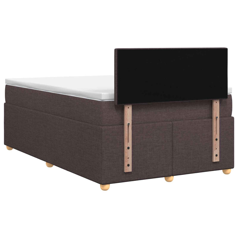 Pat boxspring cu saltea Maro închis 120 x 190 cm Țesătură