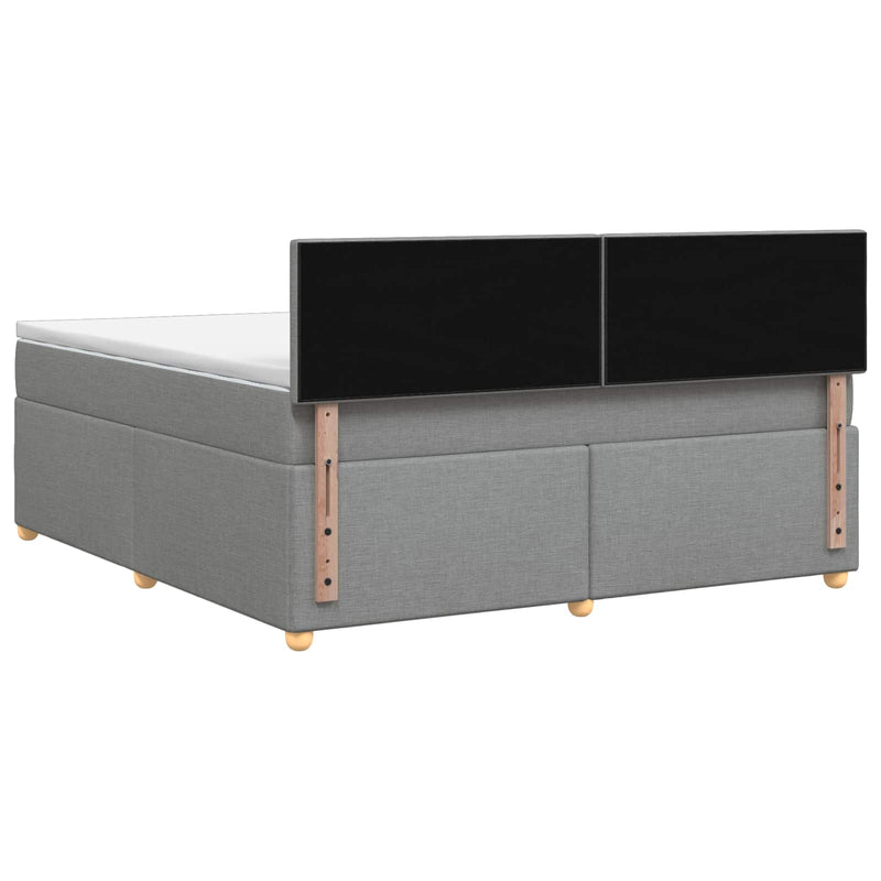 Pat boxspring cu saltea Gri deschis 140 x 190 cm Țesătură
