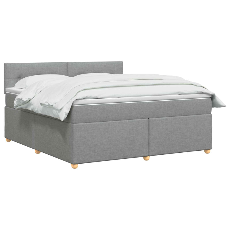 Pat boxspring cu saltea Gri deschis 140 x 190 cm Țesătură