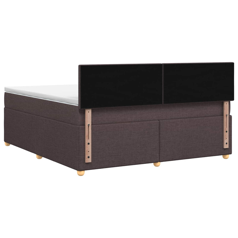 Pat boxspring cu saltea Maro închis 140 x 190 cm Țesătură
