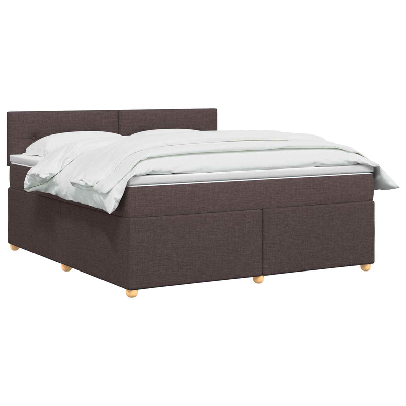 Pat boxspring cu saltea Maro închis 140 x 200 cm Țesătură