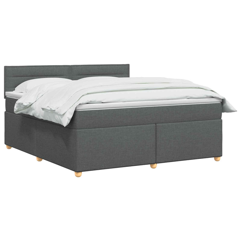 Pat boxspring cu saltea Gri închis 160 x 200 cm Țesătură