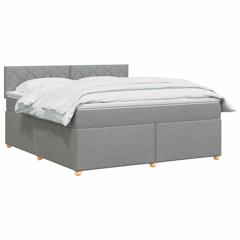 Pat boxspring cu saltea Gri deschis 160 x 200 cm Țesătură