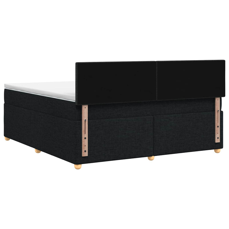 Pat boxspring cu saltea Negru 160 x 200 cm Țesătură
