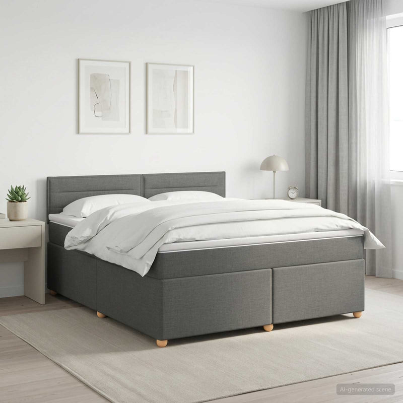Pat boxspring cu saltea Gri închis 160 x 200 cm Țesătură