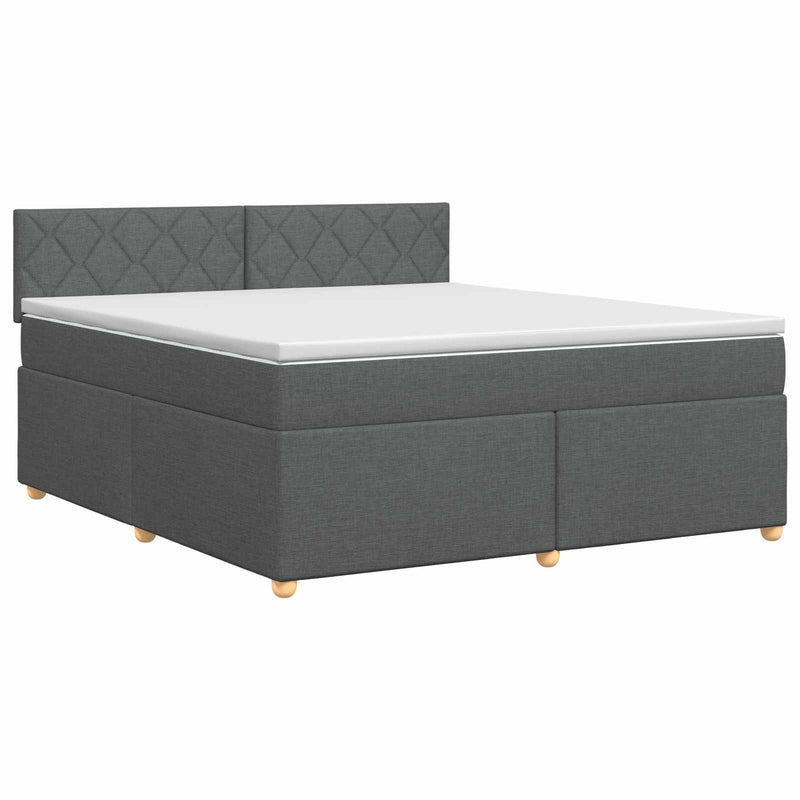 Pat boxspring cu saltea Gri închis 180 x 200 cm Țesătură
