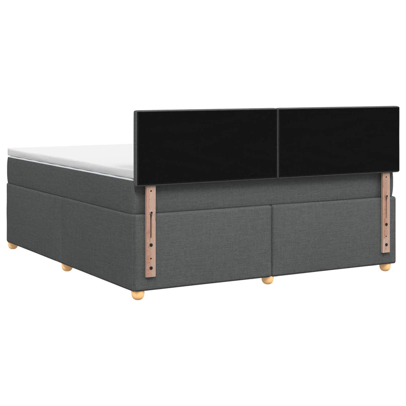 Pat boxspring cu saltea Gri închis 180 x 200 cm Țesătură