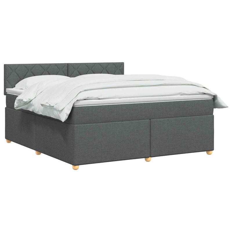 Pat boxspring cu saltea Gri închis 180 x 200 cm Țesătură