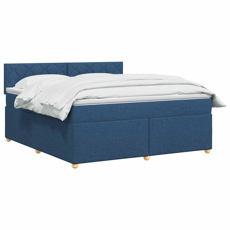 Pat boxspring cu saltea albastru 180 x 200 cm Țesătură