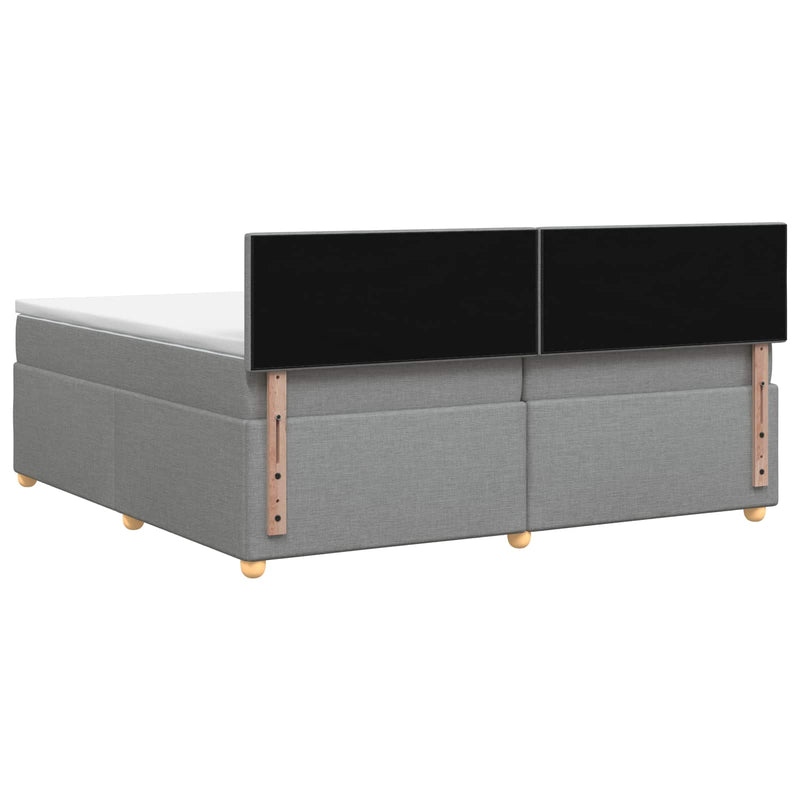 Pat boxspring cu saltea Gri deschis 200 x 200 cm Țesătură